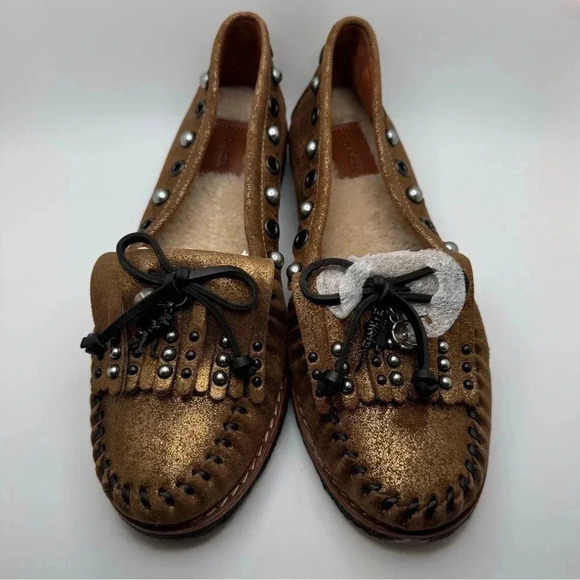 Coach Shoes - Coach Metallic Gold Rexy Roccasin Slip On Flats Size 7